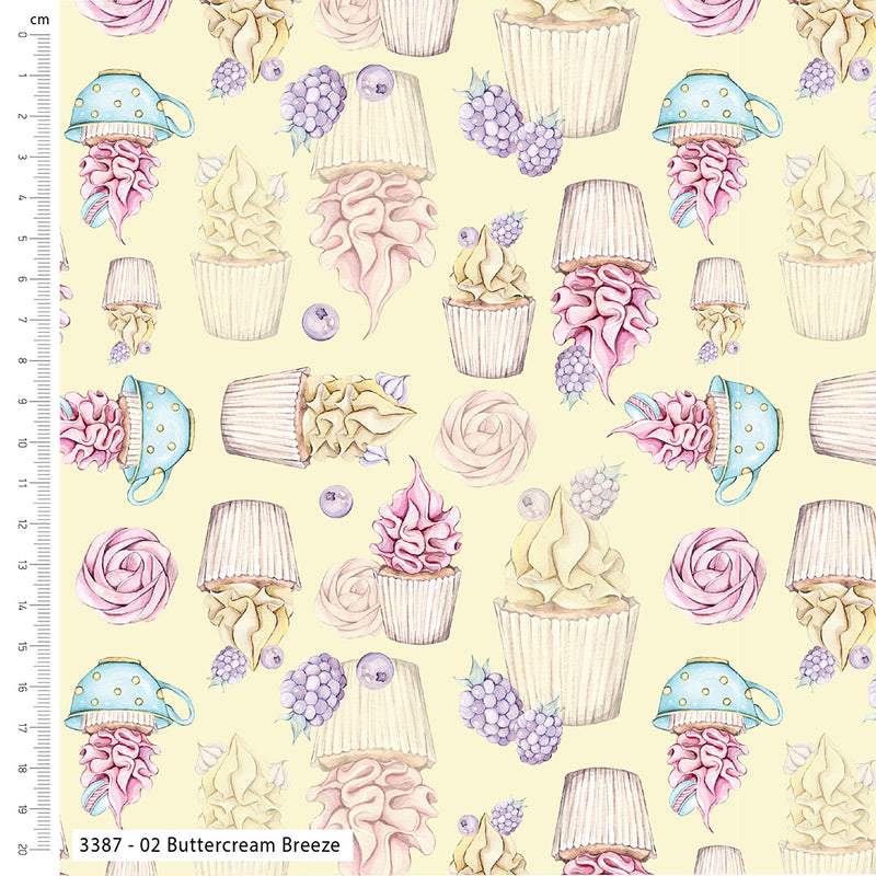 Sweet Temptations buttercream colour 100% cotton fabric 112 cm wide, per 1/2 metre