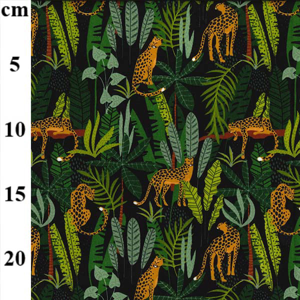 Black Cheetah Jungle Print 100% Cotton Poplin Fabric Sold Per 1/2 Metre