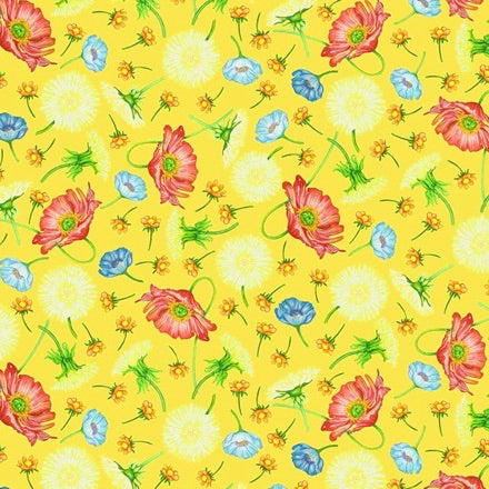 Spring Dreams yellow spring pickings 100% Premium Cotton fabric Per 1/2 Metre