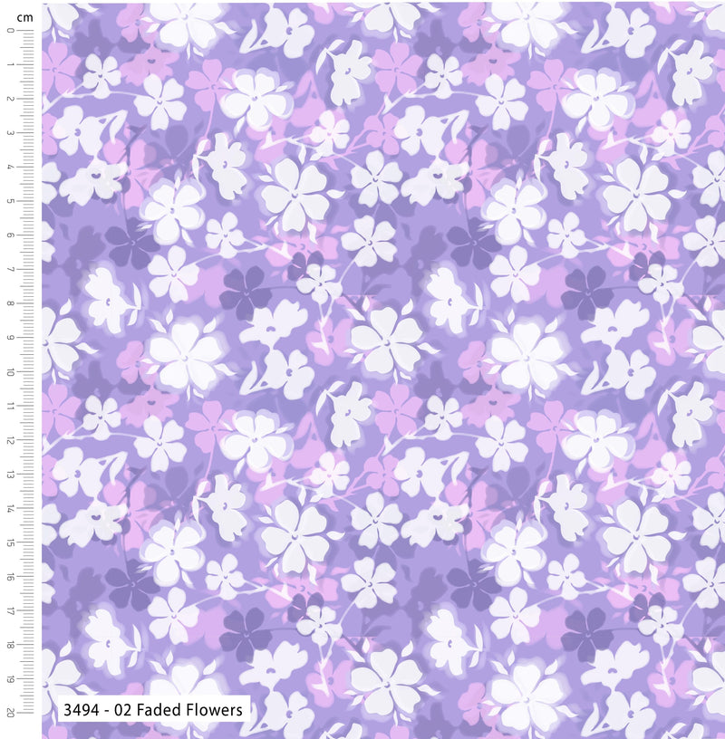 Floral Impressions "Faded Flowers" 100% Cotton fabric  Per 1/2 Metre 112cm wide