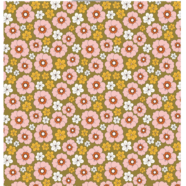 Groovy Florals shady grove 100% Cotton Fabric - Sold Per Half Metre