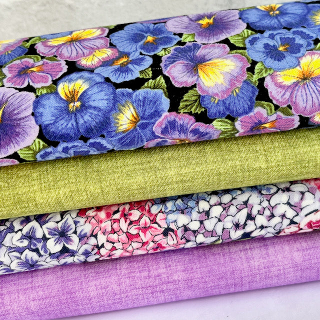 4 Piece Flower Patch Fat Quarter Bundle 100% Premium Cotton Fabrics