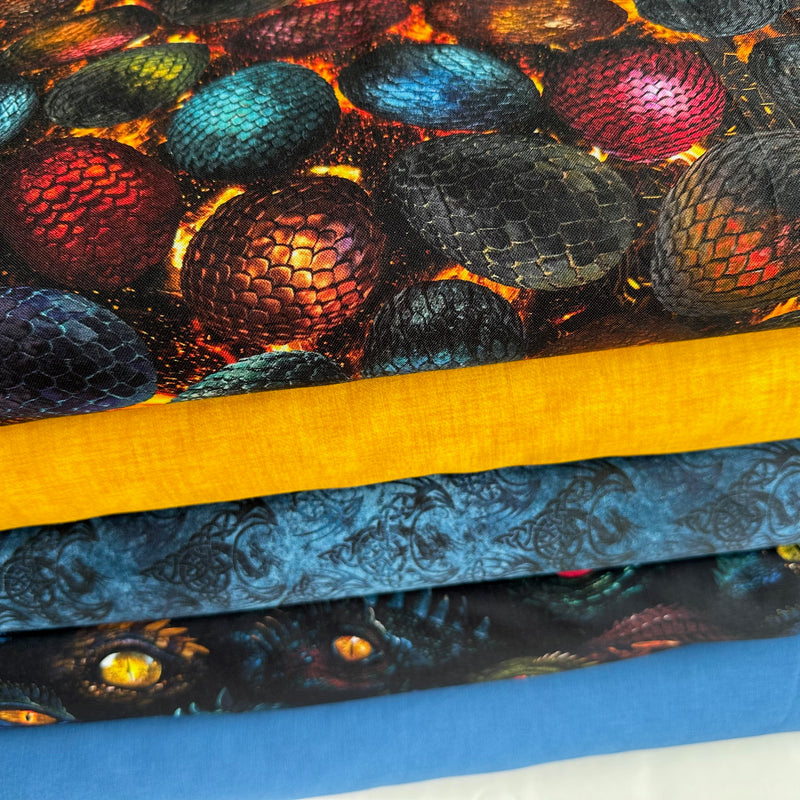 Dragons eggs 5 piece fat quarter bundle, 100% premium cotton fabric