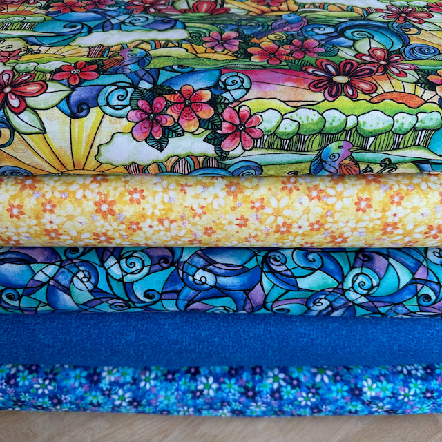 Flower to the sun 5  piece fat quarter bundle, 100% premium cotton fabrics