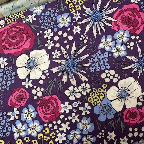 Midnight meadow thistles 100% Cotton Fabric - Sold Per Half Metre