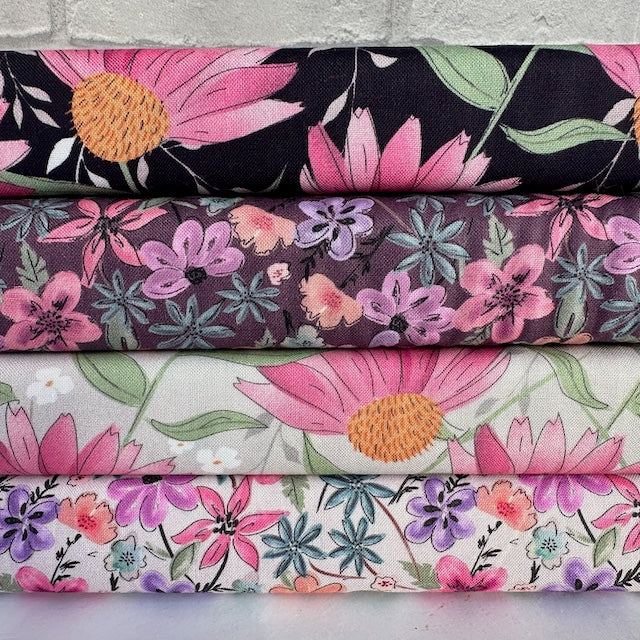 Floral wonder 4 piece fat quarter bundle 100% cotton fabric