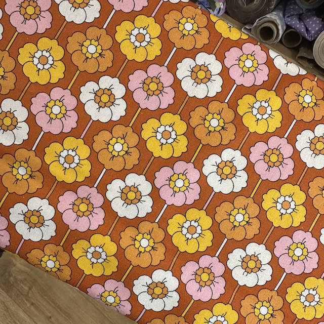 Groovy Florals Retro Floral 100% Cotton Fabric - Sold Per Half Metre