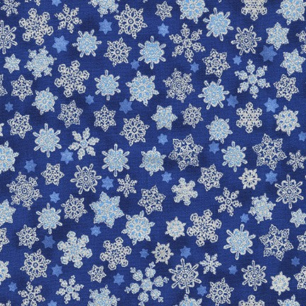 Christmas Traditional Trimmings Tiny Snowflakes (BLUE) by Robert Kaufman - 100% Premium Cotton Fabric, per 1/2 M