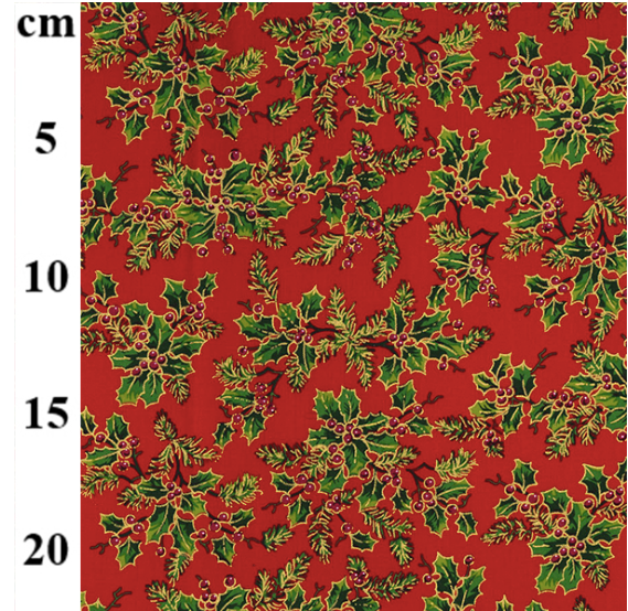 Red Holly Sprigs & Berries Christmas Fabric