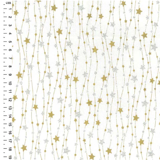 Ivory Trailing Glittery Stars 100% cotton fabric