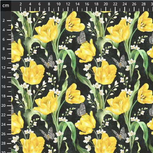 Tulips - Tulip Fields - 100% Premium Cotton Fabric - Sold Per Half Metre