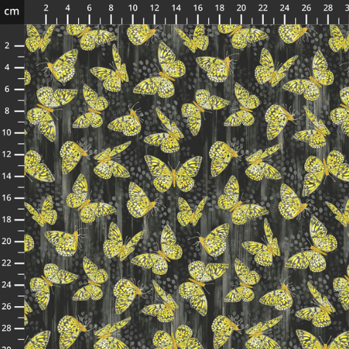 Butterflies - Tulip Fields - 100% Premium Cotton Fabric - Sold Per Half Metre