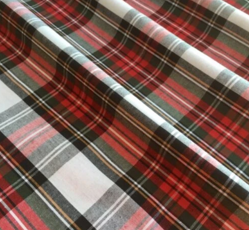 Flat Woven Dress Stewart Tartan dressmaking fabric 150cm wide 190 gsm Sold Per 1/2 Metre