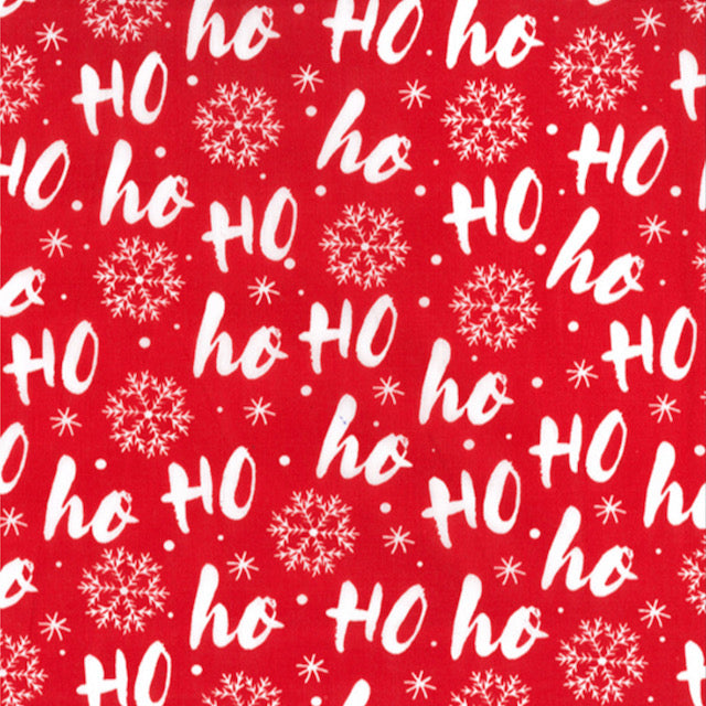 Christmas HO HO Red , Polycotton Fabric 112cm wide sold by the half metre