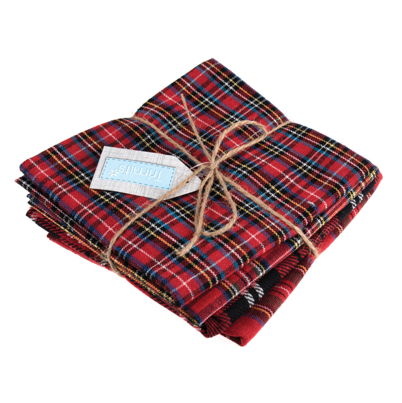 4 Piece Tartan Christmas Fat Quarter Bundle 80% Polyester 20% Cotton