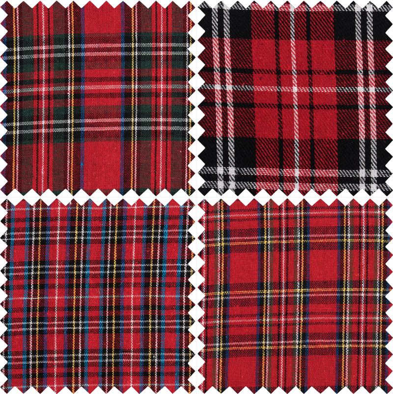 4 Piece Tartan Christmas Fat Quarter Bundle 80% Polyester 20% Cotton