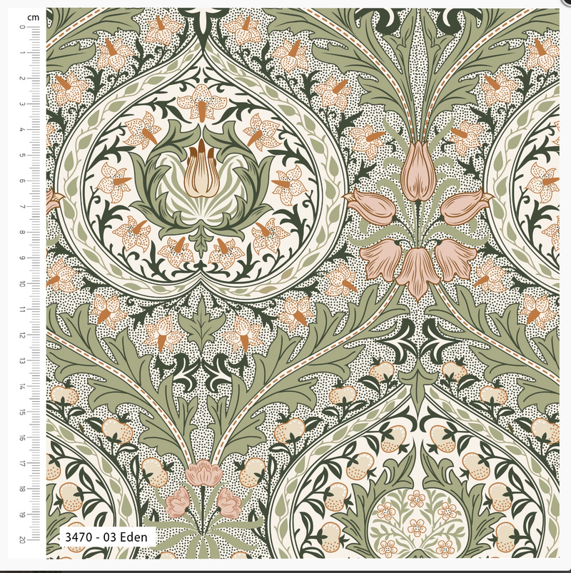 William Morris Symphony "Eden" 100% Premium Organic Cotton fabric  Per 1/2 Metre 112cm wide