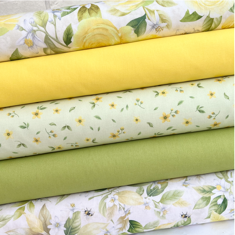 5 Piece Sweet Sunshine Fat Quarter Bundle 100% Premium Cotton Fabric