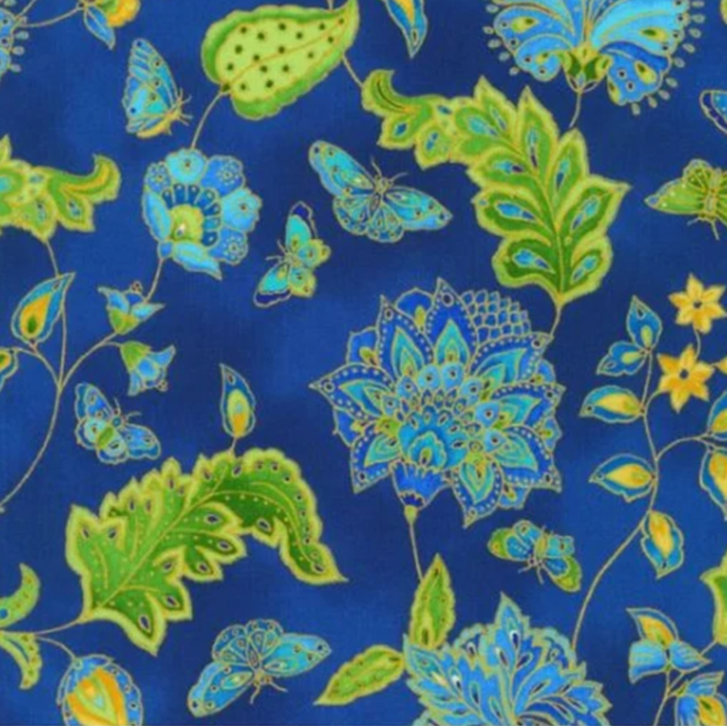 Parvaneh's Butterflies - 100% Premium Cotton Fabric - Sold Per Half Metre