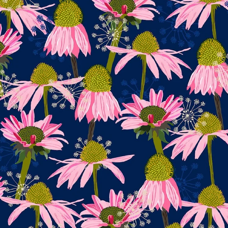 Flowers On My Mind 100% Premium Cotton fabric Per 1/2 Metre