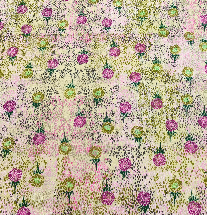 Flowers on my mind, Art Flowers 100% Premium Cotton fabric Per 1/2 Metre