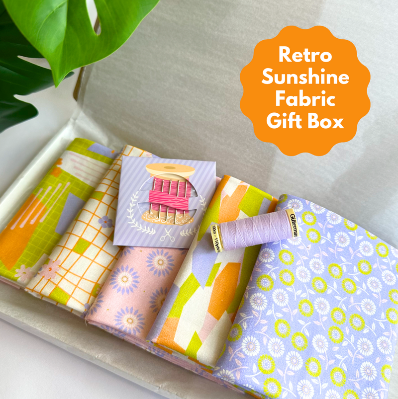 Retro Sunshine 5 Piece FQ Bundle Plus Thread & Needles Treat Box