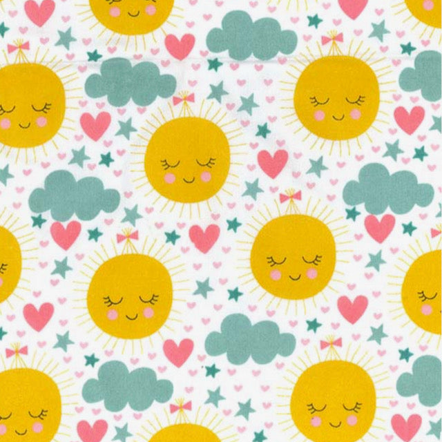 Happy Sunshine Polycotton fabric per 1/2metre 112cm wide