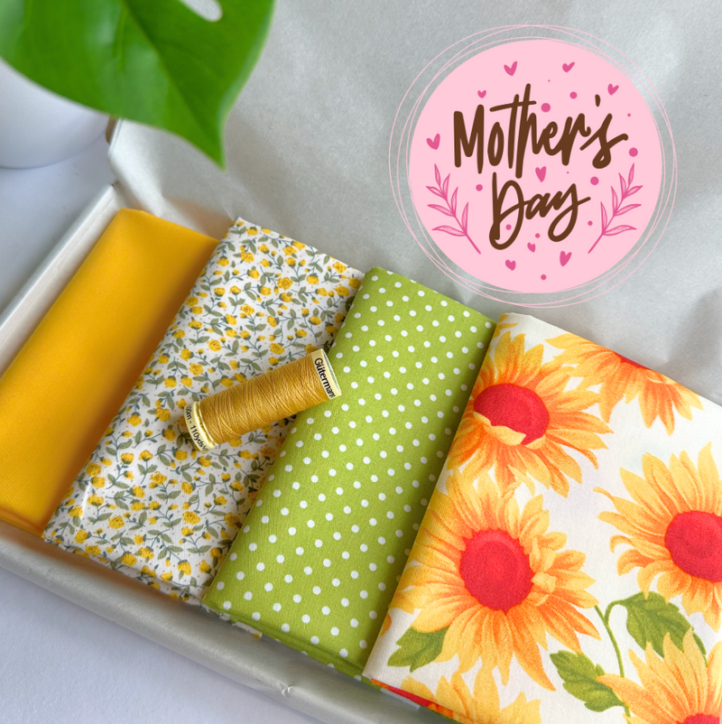 Mother's Day Special Sunflowers 4 Piece FQ Bundle Plus Thread Treat Box