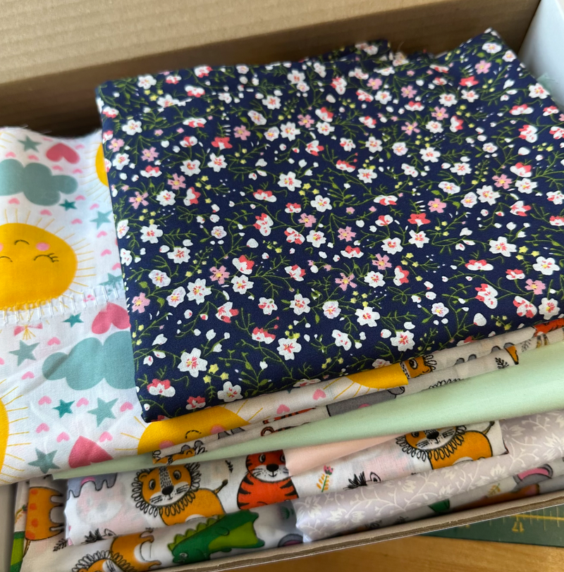 Box Filled With Mixed Polycotton Fabric Remnants 980g