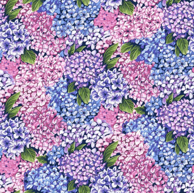 Hydrangea Flower Market - 100% Premium Cotton Fabric - Sold Per Half Metre