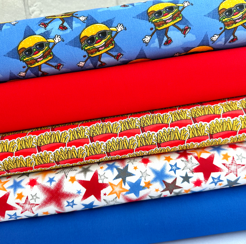 5 Piece Burger Bar 100% Cotton Fat Quarter Bundle