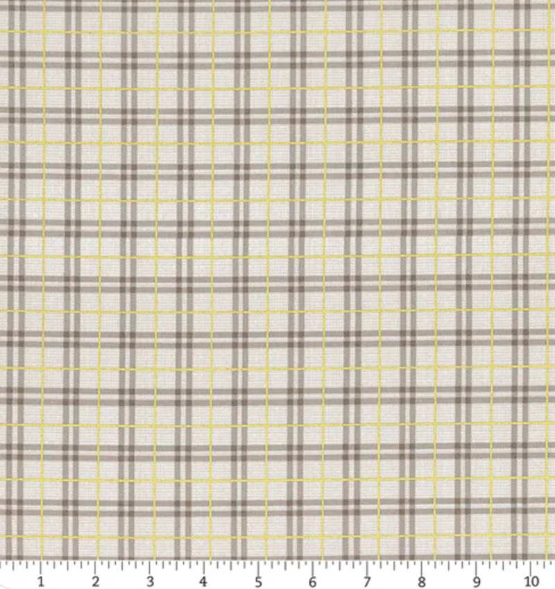 Winter Dreams Grey & Gold Gingham 100% Premium Cotton Fabric Sold Per Half Metre