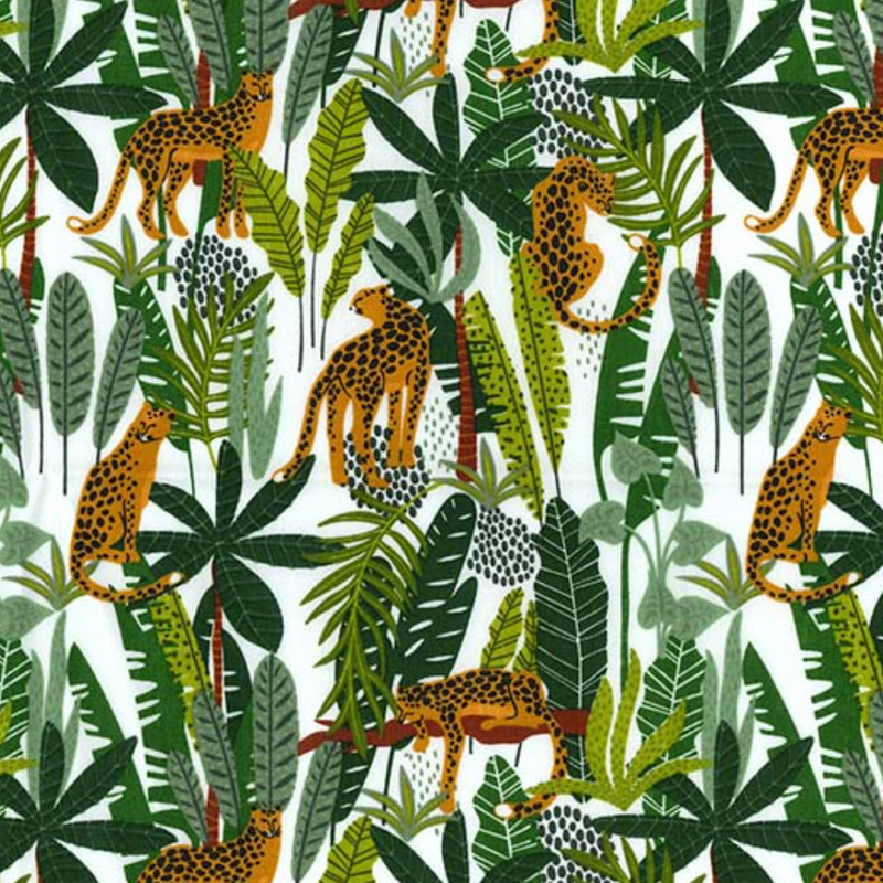 Ivory Cheetah Jungle Print 100% Cotton Poplin Fabric Sold Per 1/2 Metre