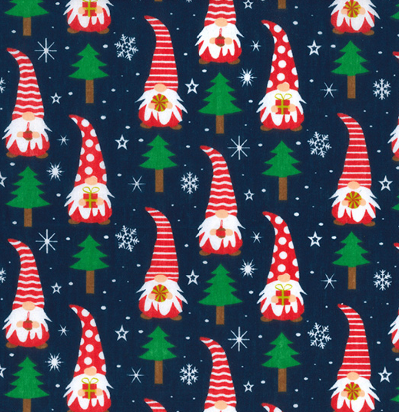 Navy Blue Christmas Gonks Fabric 112cm Wide Per 1/2 Metre