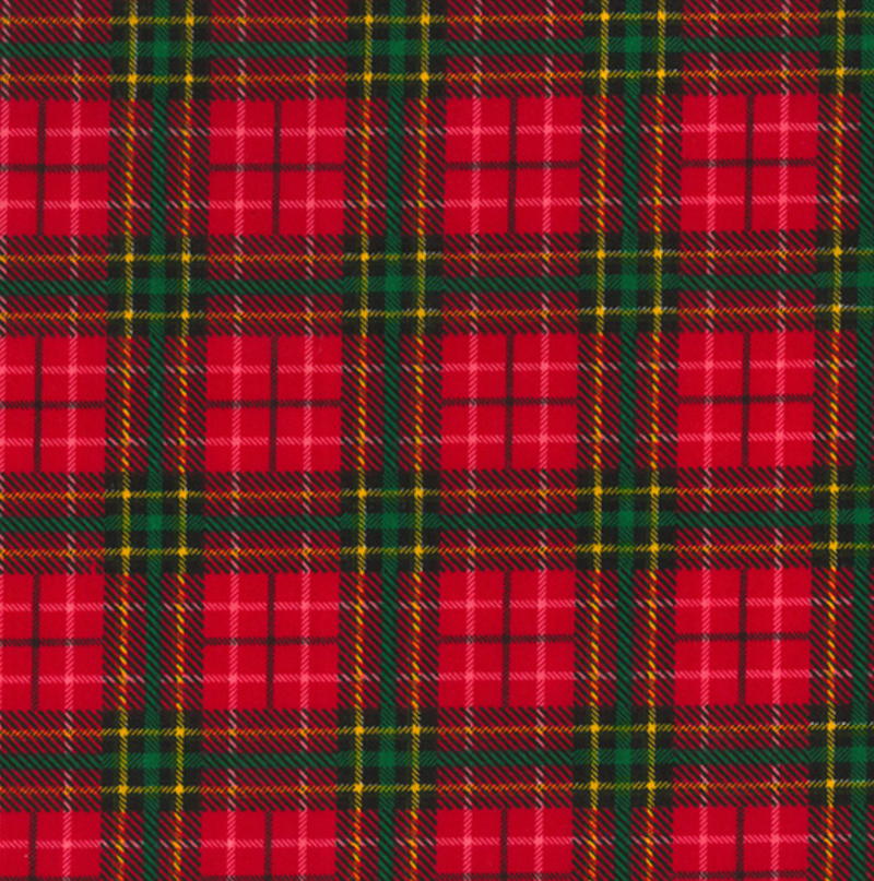 Red & Green Christmas Tartan Polycotton Fabric 112cm Wide Per 1/2 Metre