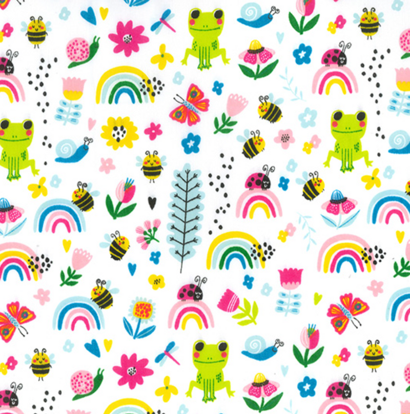 Rainbow Garden Polycotton Fabric 112cm Wide Per 1/2 Metre