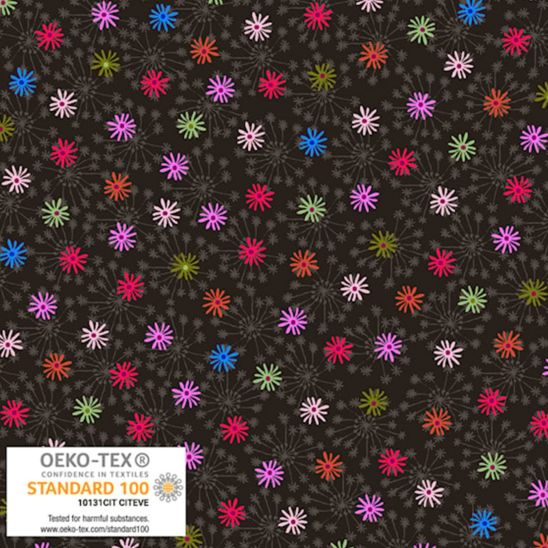 Colourful Flower Bursts 100% Premium Cotton fabric Per 1/2 Metre