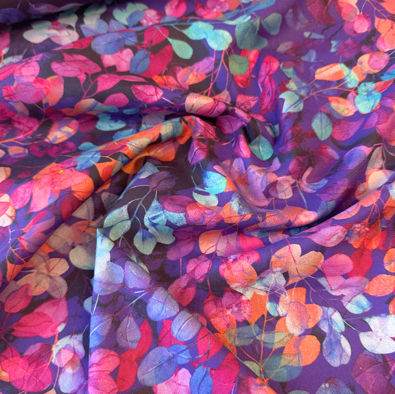 Dragonfly Dance Purple Garden 100% Premium Cotton Fabric - Sold Per Half Metre