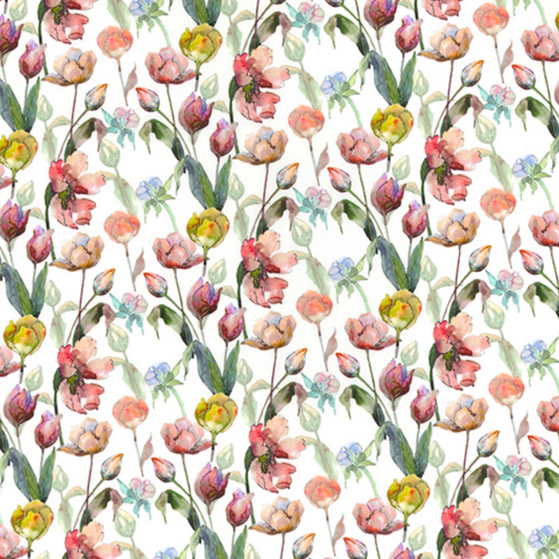 Ivory Spring Days 100% Cotton Poplin Fabric Sold Per 1/2 Metre 56" Wide