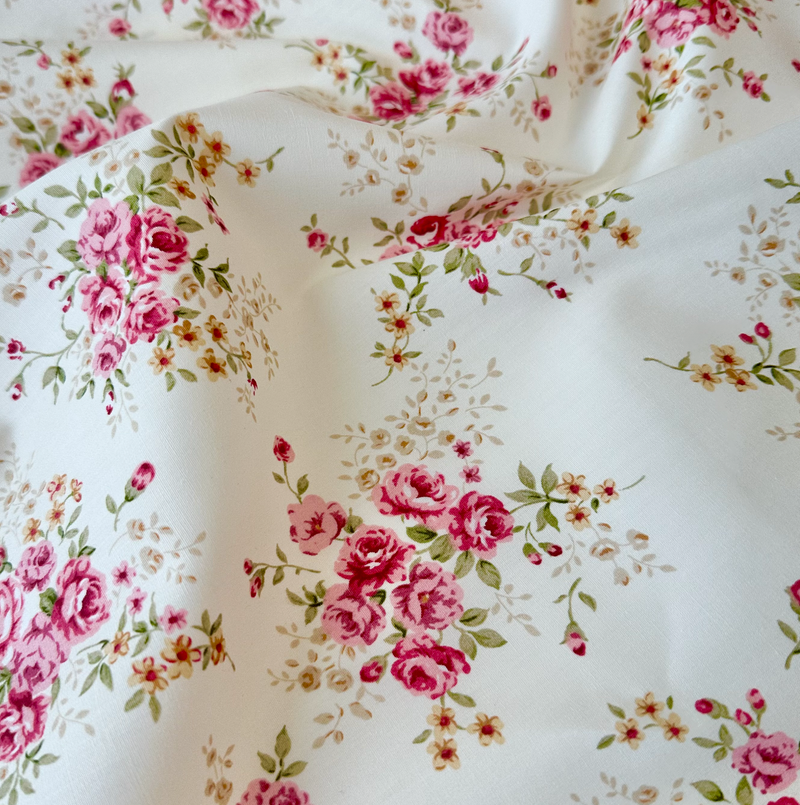 Sophie's Roses 100% Cotton Poplin Fabric Sold Per 1/2 Metre