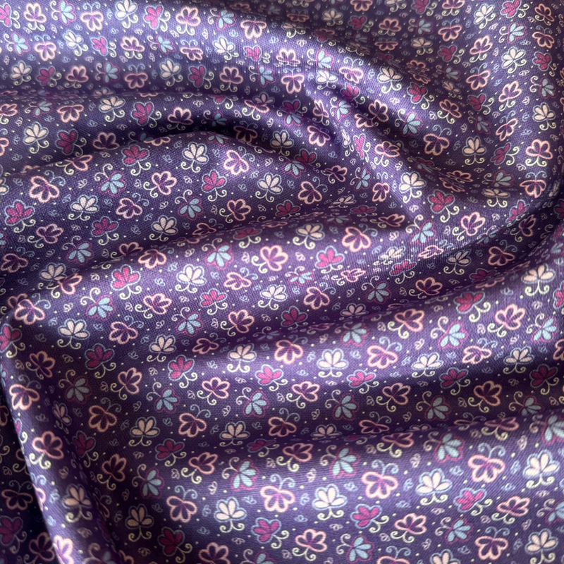 Midnight meadow purple mini floral 100% Cotton Fabric - Sold Per Half Metre