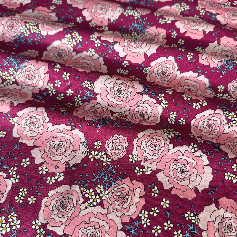 Midnight meadow everythings rosy100% Cotton Fabric - Sold Per Half Metre