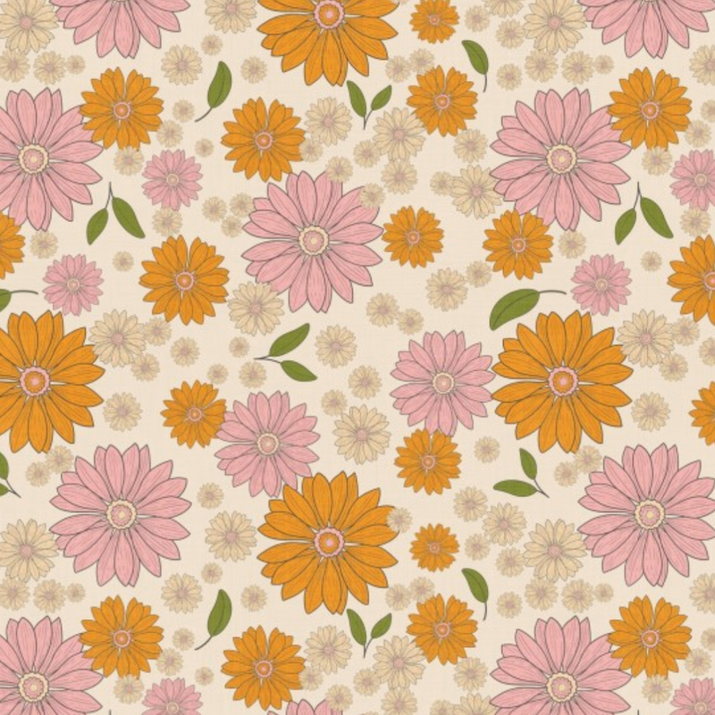 Petal Power Sunshine Soul Shell 100% Premium Cotton Fabric - Sold Per Half Metre