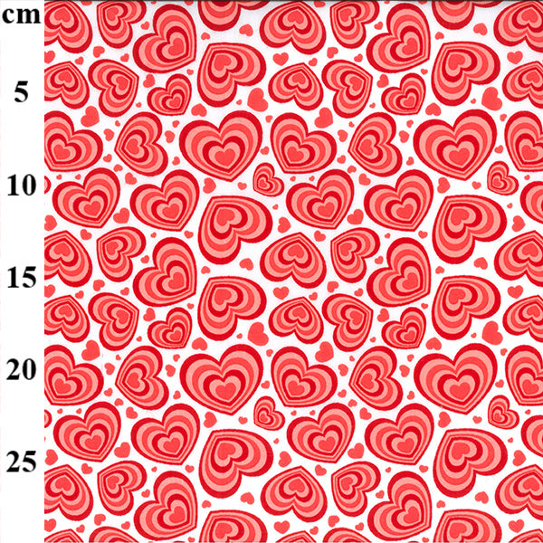 Valentines Hearts Polycotton fabric, 112cm wide per 1/2 metre