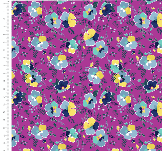 Winter Pansy Orchid Scatter 100% Cotton Fabric - Sold Per Half Metre