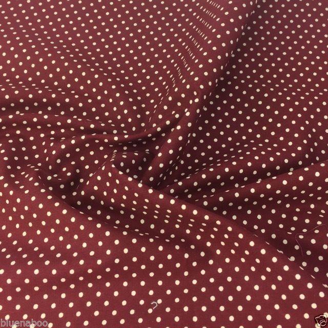 Burgundy Polka Dot,100% Cotton Fabric, per  half metre, 112cm wide