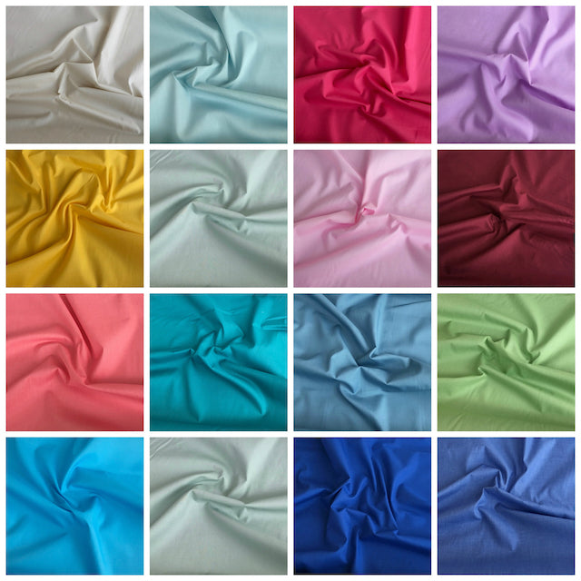 Plain Polycotton Fabric sold Per 1/2 Metre, 112cm Wide available in 40